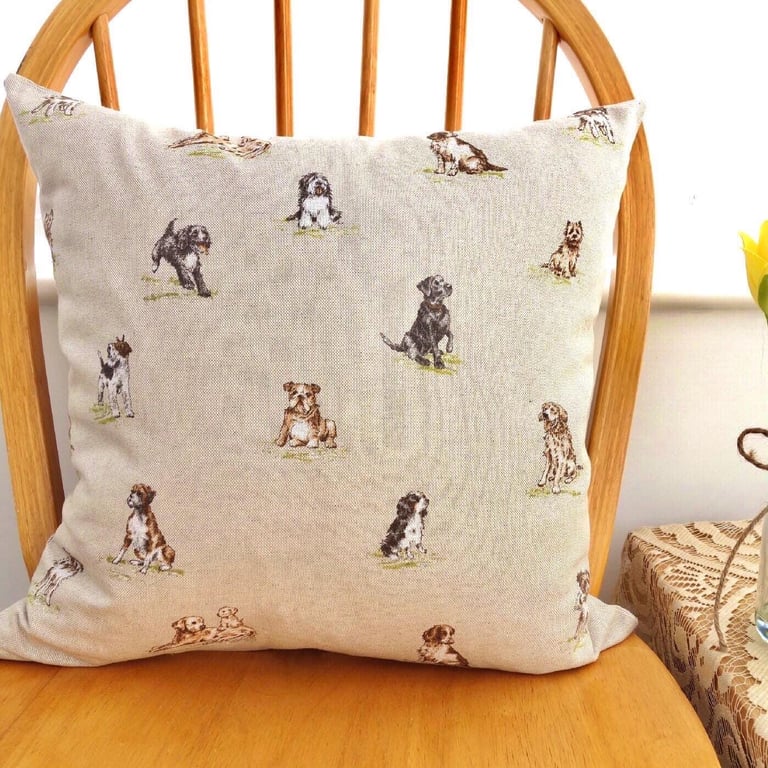 Cushion with Pad: Dogs Throw Pillow 17" (43cm) 
