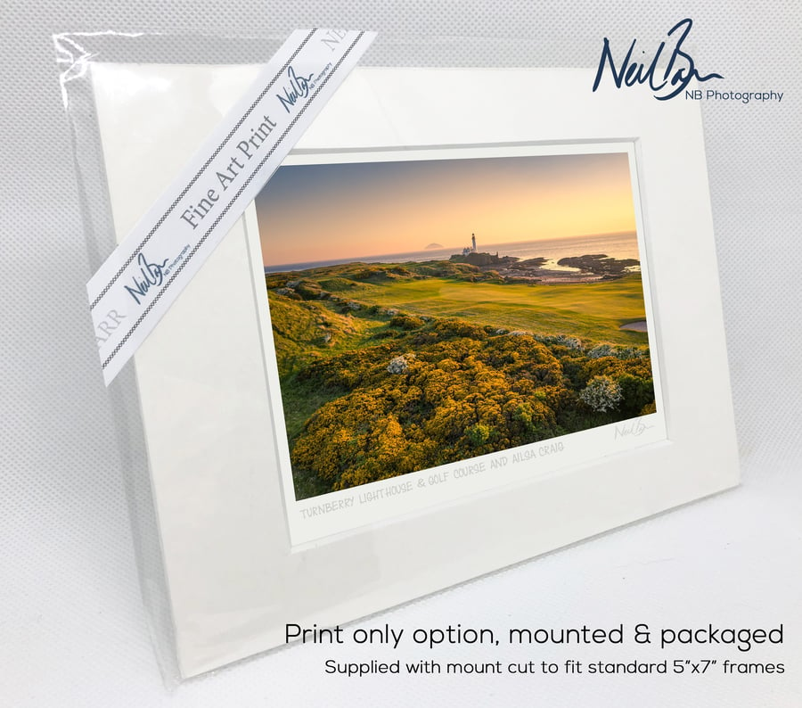 Turnberry Lighthouse, Golf Course and Ailsa Craig - A6 (7"x5") Unframed Print