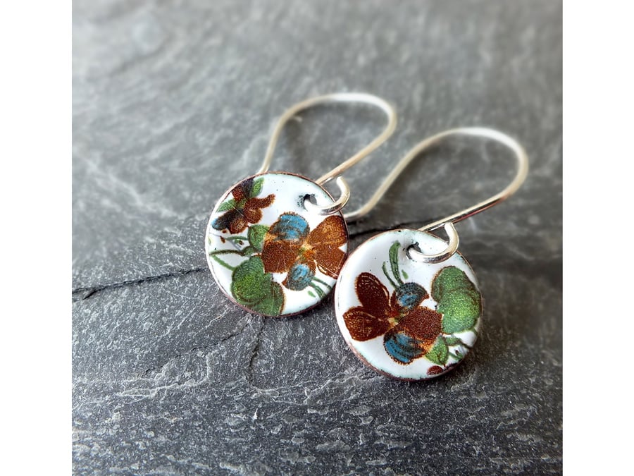 Floral enamel earrings