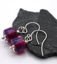 lampwork glass earrings, pink purple jewellery - Image 4