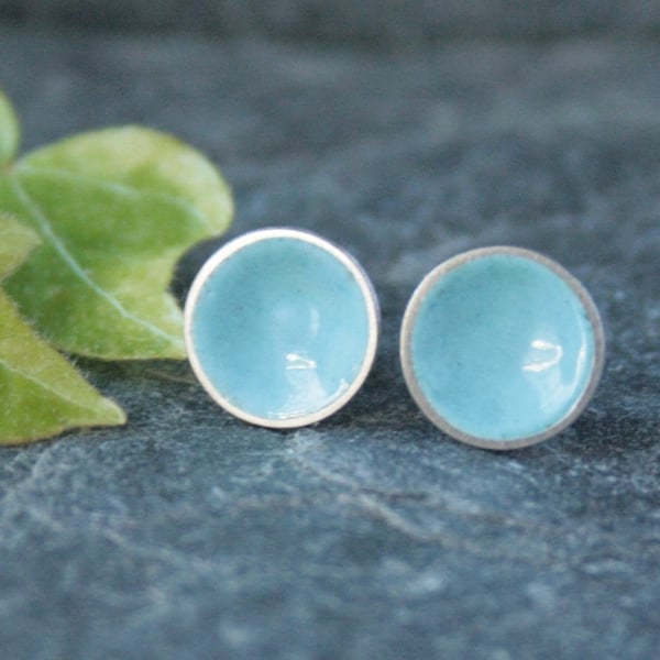 Blue enamel stud earrings