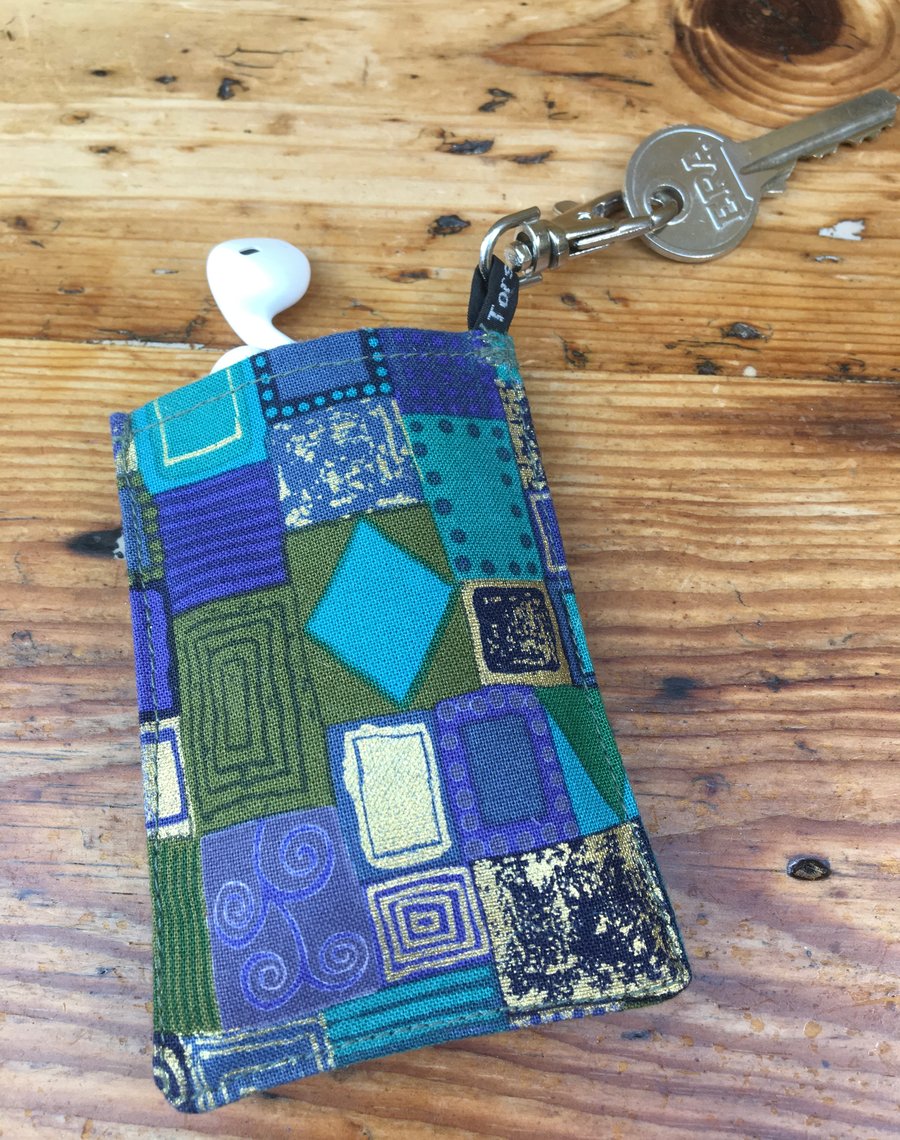 Card holder in Klimt inspired blue, gold & Folksy