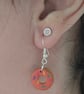 Handmade polymer clay peach sprinkle donut silver plated earrings
