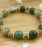 Earthy Indian agate beaded stretchy bracelet
