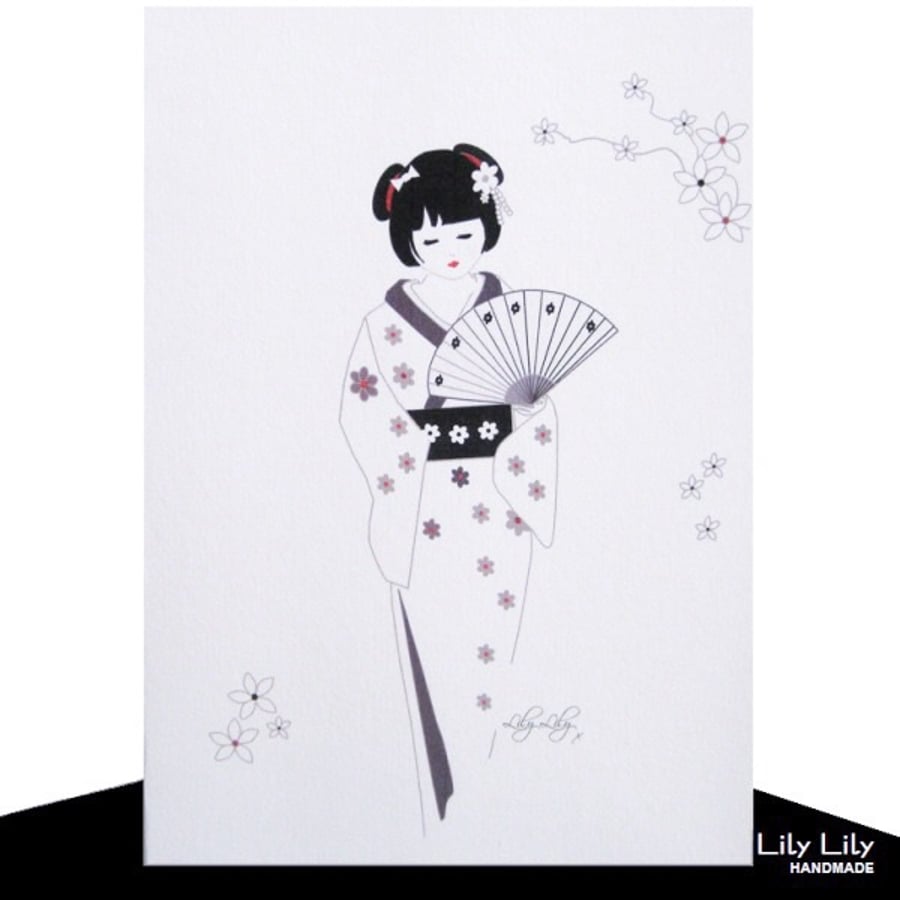 Blank Card - Japanese Geisha Design