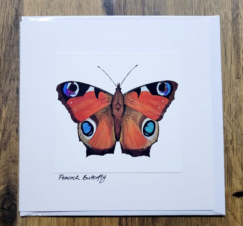 Peacock Butterfly Handmade Greetings Card