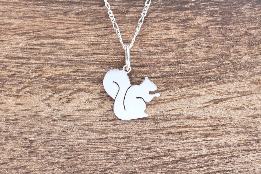 Silver Squirrel Necklace - Handmade Squirrel Necklace - Silver Squirrel Pendant