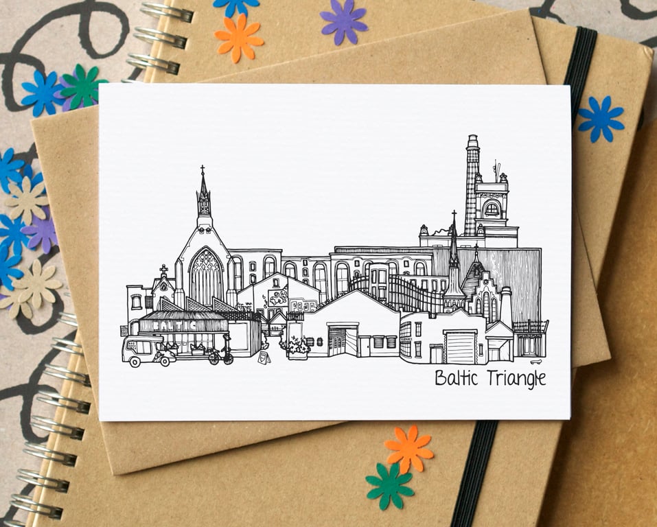 Baltic Triangle Liverpool Skyline Greetings Card