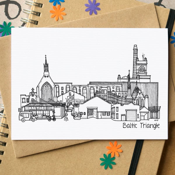Baltic Triangle Liverpool Skyline Greetings Card