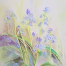 Spring Woodland: Original Bluebell Wildflower Watercolor - Hand Painted Floral