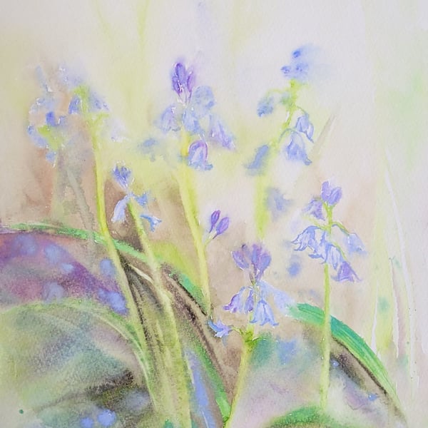 Spring Woodland: Original Bluebell Wildflower Watercolor - Hand Painted Floral