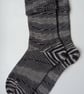 Hand-cranked Knitted Ribbed Wool Socks Size 6 to 7 Turnover Tops - Image 3