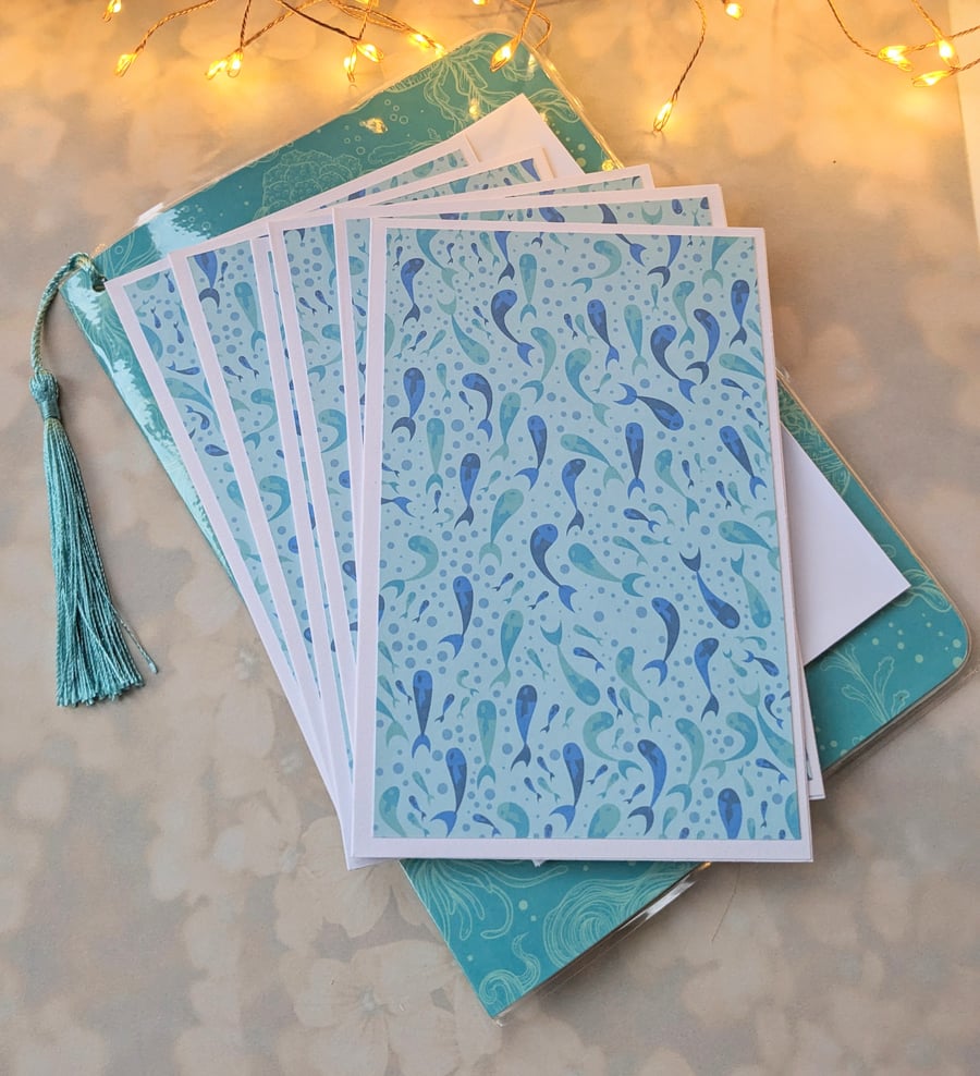 Pretty mermaid note cards in matching folder.