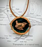 Handmade Wren Wildlife Pendant - Cast in Bronze Resin, Polished Walnut Shell