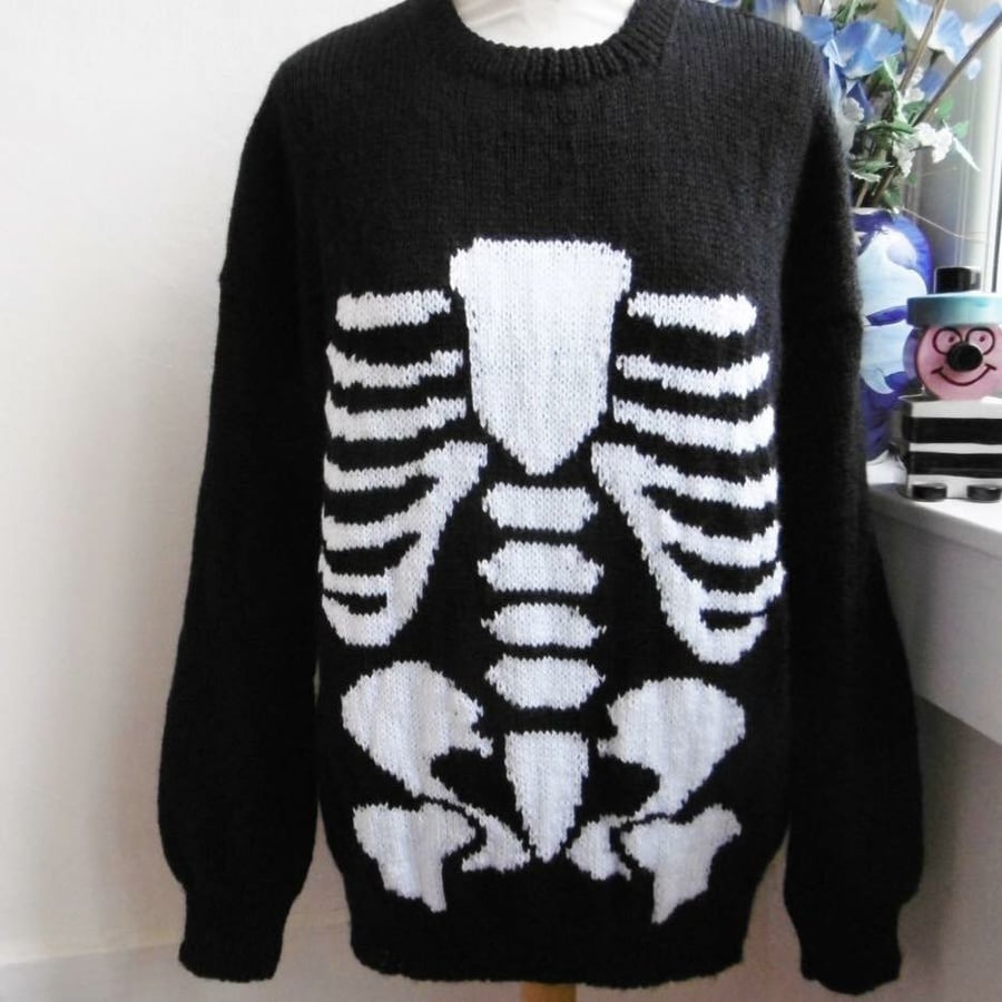 Hand Knitted Skeleton Lightweight Sweater 