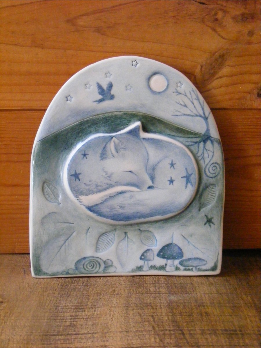 Fox Ceramic Wall Art A Winter's Night