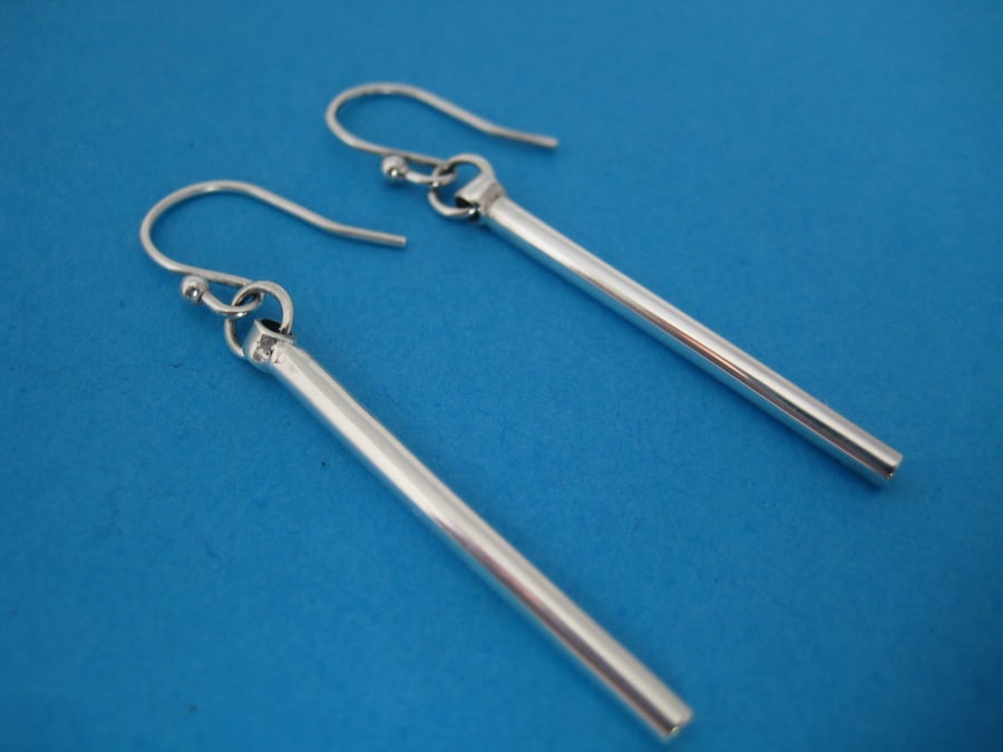 Silver Round Stick Earrings