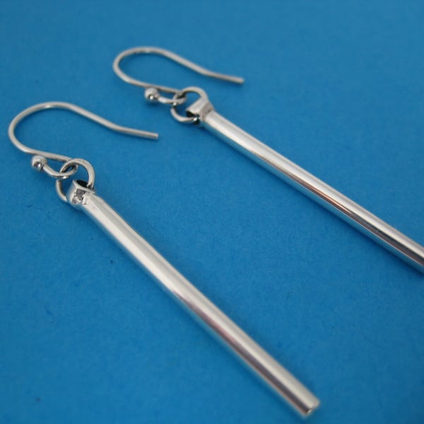 Silver Round Stick Earrings