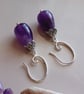 Handmade tear drop amethyst earrings, gift for women, dangle earrings - Image 4