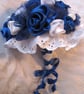  Wedding bouquet, Blue and White Bride, Bridesmaid, fabric Flowers - Image 1