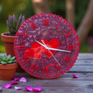 Purple Resin Heart Wall Clock – Handmade Romantic Gift