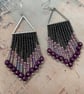 Beaded fringe dangle boho earrings, unique gift for her, handmade accessories  - Image 1