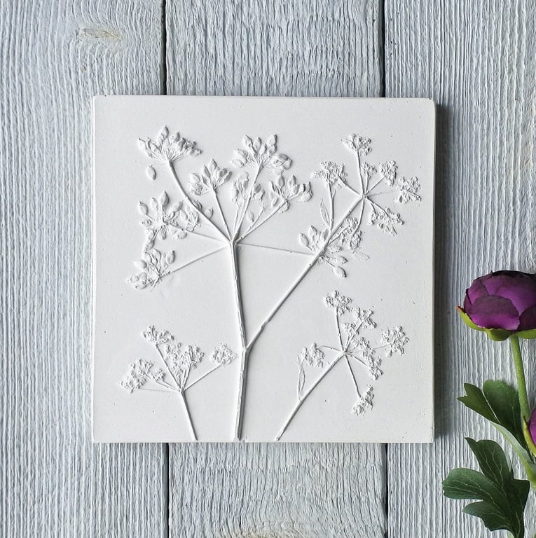 Cow Parsley No.4 Plaster Cast Wall Plaque Limited Edition