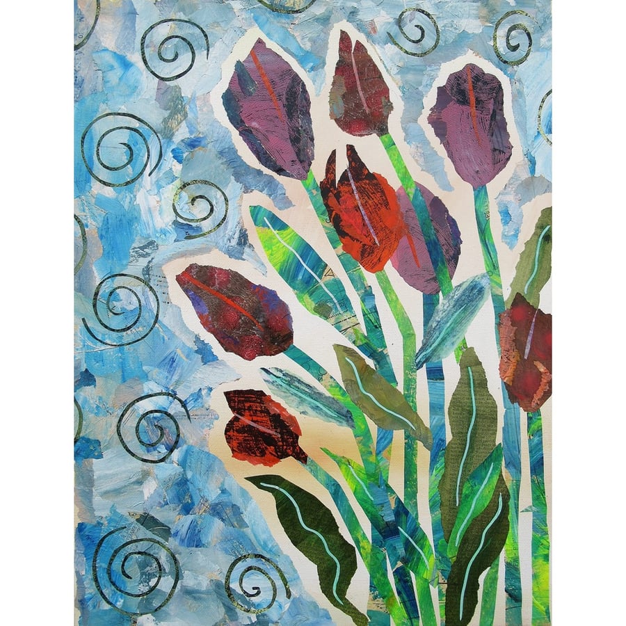 Tulips Painting Original Floral Flower Still Life Artwork on Canvas Original Art