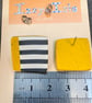 Modern mustard and stripe square studs - Image 5