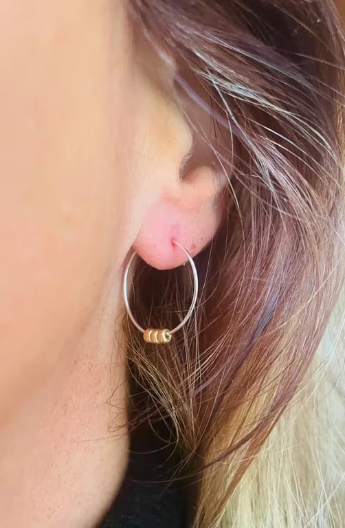 20mm Sterling Silver Hoops with 14k Gold Filled Rondelles