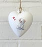 Clumber Spaniel Ceramic Heart Bauble