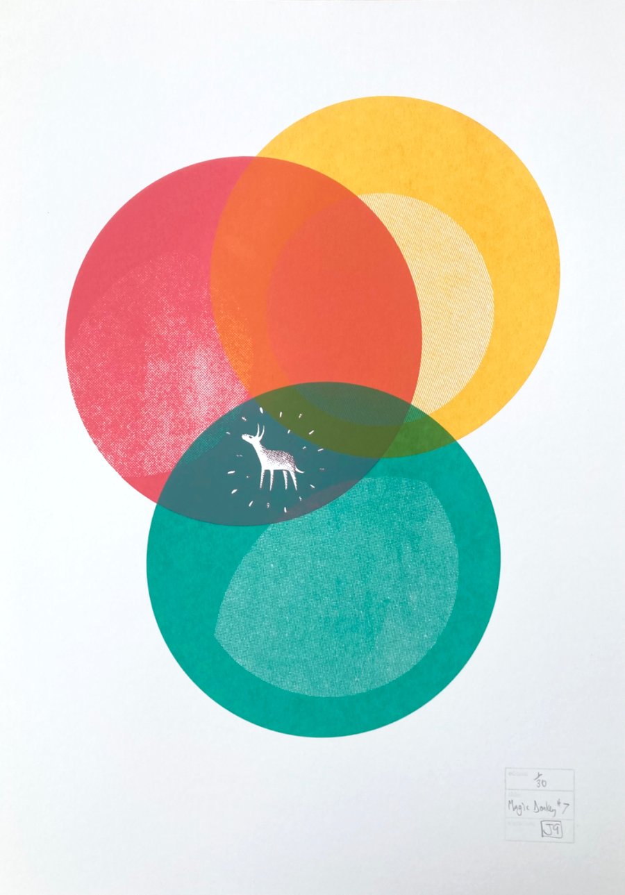 Magic Donkey No.7 three-colour A2 screen-print