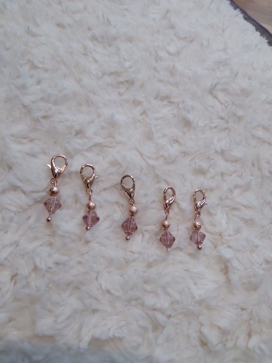 ChrissieCraft hand-made Swarovski crystal rose-gold STITCH MARKERS