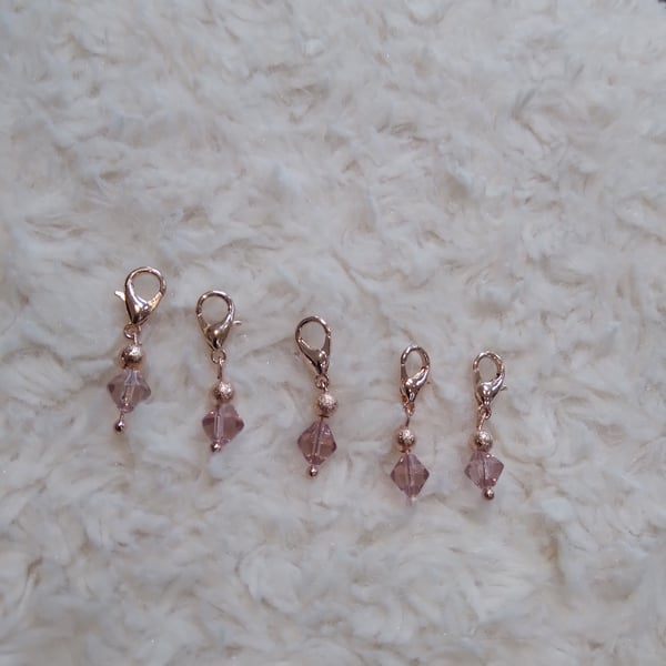 ChrissieCraft hand-made Swarovski crystal rose-gold STITCH MARKERS