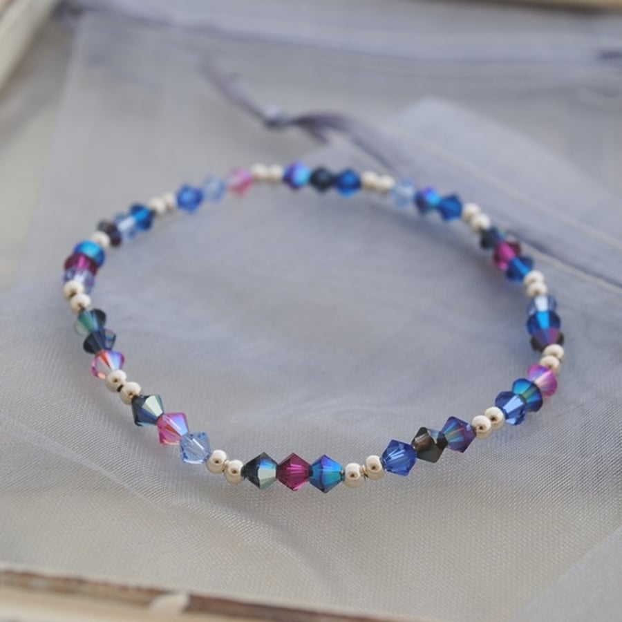 Swarovski crystal & silver stretch bracelet