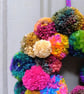 Wool Pompom Wreath, Mixed Colours, Eclectic Bohemian Interiors, Maximalism. - Image 2