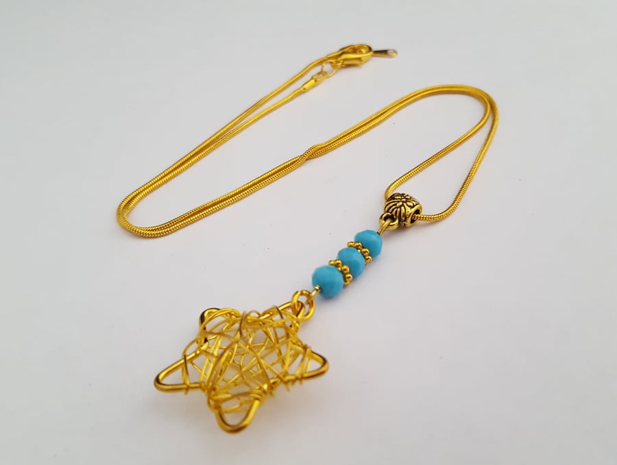 Turquoise and gold star necklace 