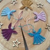 Angel Xmas tree decoration , micro macrame beaded angel , gift tag, delicate 