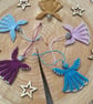 Angel Xmas tree decoration , micro macrame beaded angel , gift tag, delicate 