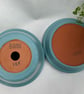 A Unique Trio of Large Hand Painted Kitchen Herb Plant Pots with Saucers - Image 8