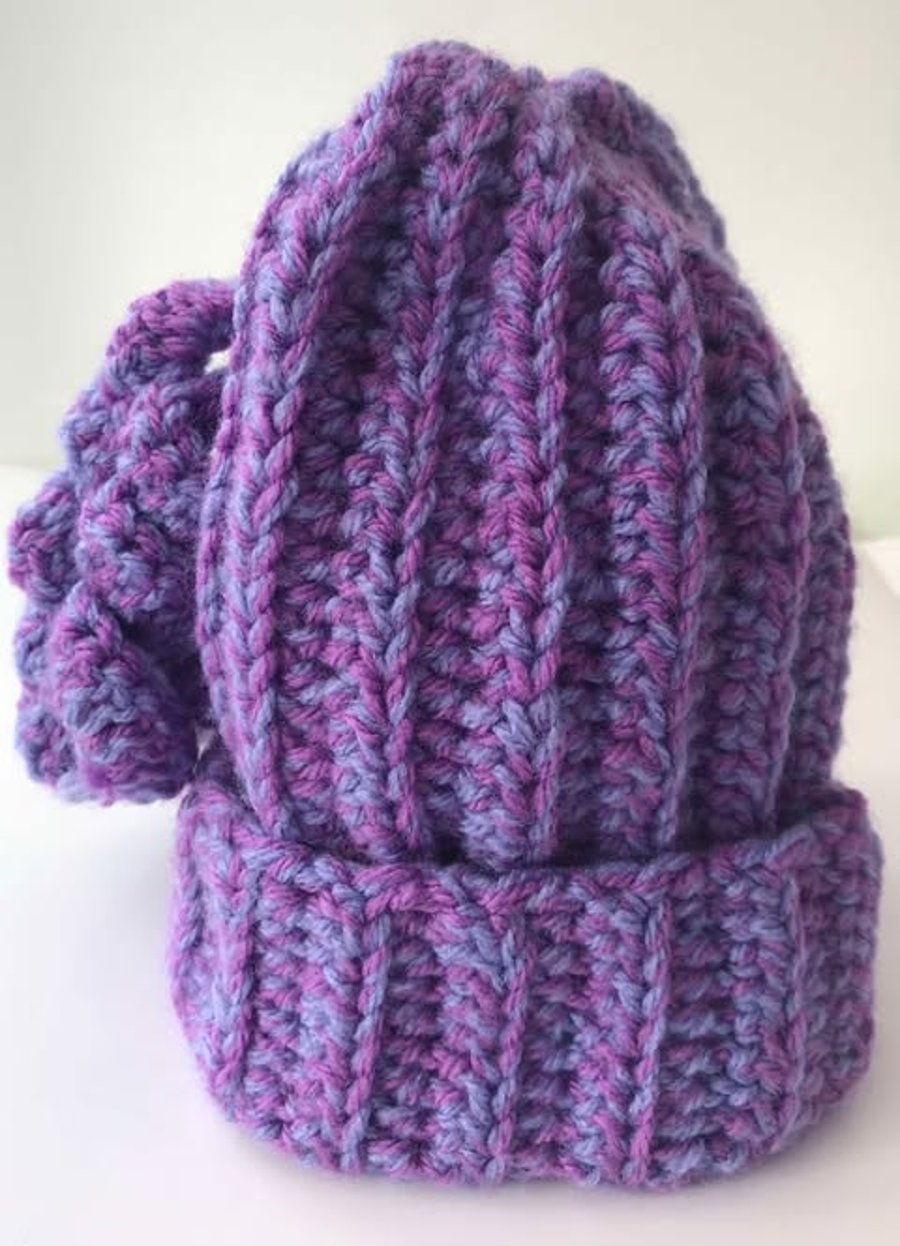 Handmade crocheted Purple children hat with tentacles
