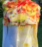 Stunning Pure Silk Hand Dyed Scarf in Yellows and Red.  'Sunburst'