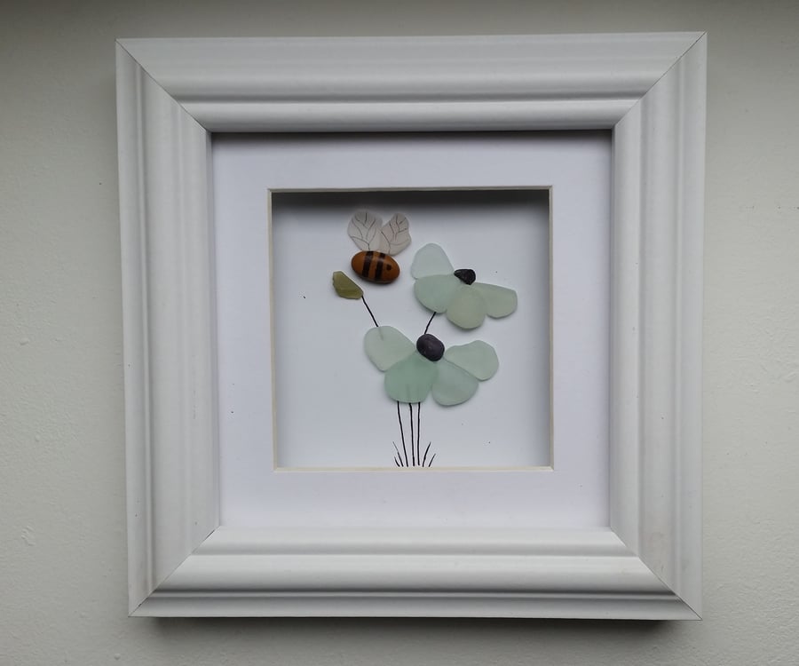 Sea Glass Flower, and Pebble Bee, Unusual Gifts for Women, Quirky Gift Ideas 