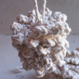 Crochet pinecone hanging decoration in cotton yarn