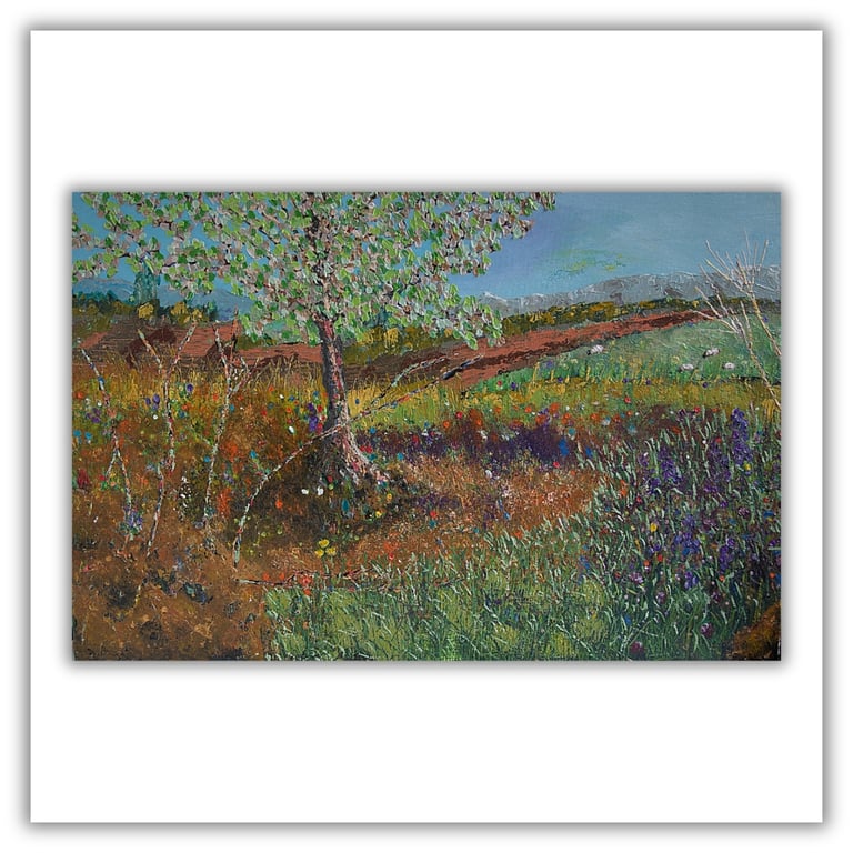 Larger painting - landscape - acrylics - tree - countryside - ready to hang 