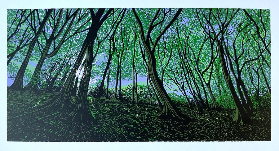 'Sunlight through the trees' original screen print - perfectly imperfect