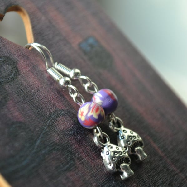 Toadstool earrings magical woodland themed