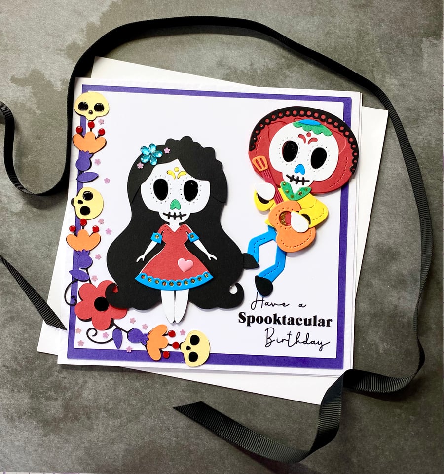 Day of The Dead Spooky Birthday Card Halloween Themed