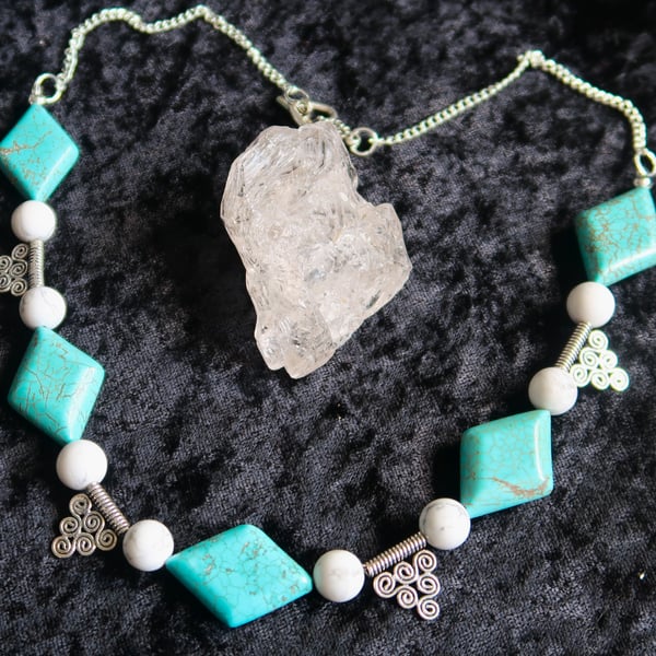 Howlite and Tibetan Silver Necklace. A very calming stone.