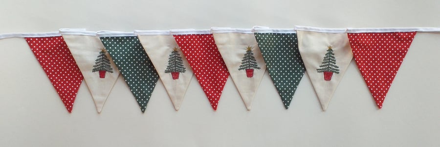 Embroidered Christmas Trees Bunting